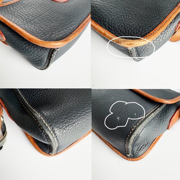 Dooney & Bourke Crossbody Bag East West Flap Blue AWL Tan Trim USA Vinta… - Picture 7 of 8